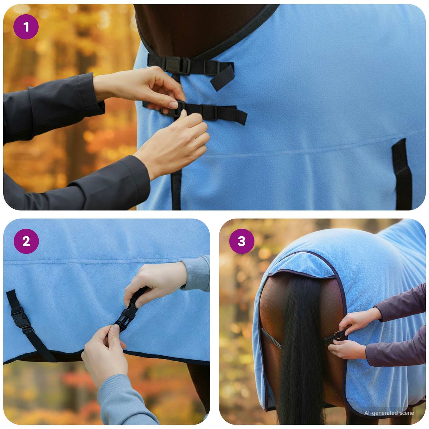 Hestepledd Full aqua 165 cm Polyester