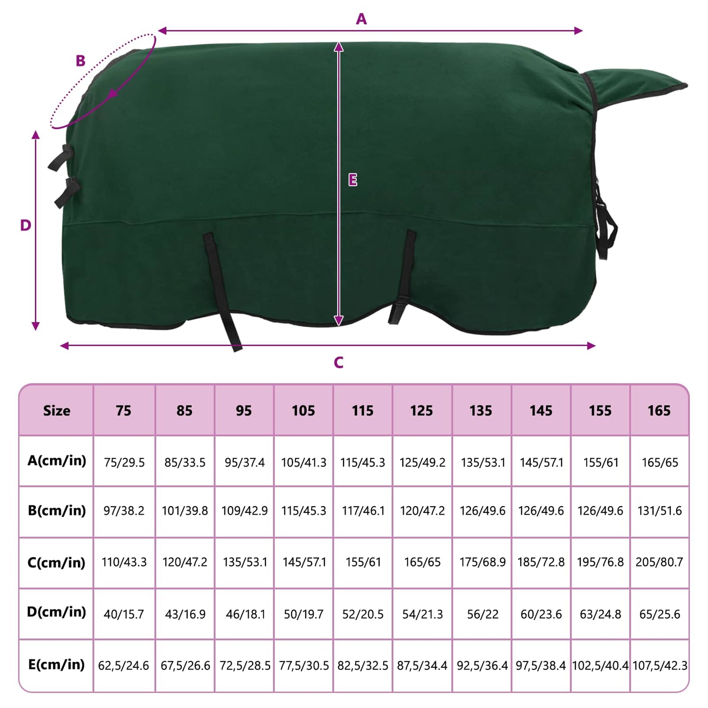 Hestepledd Kraftig mørk grønn 135 cm Polyester