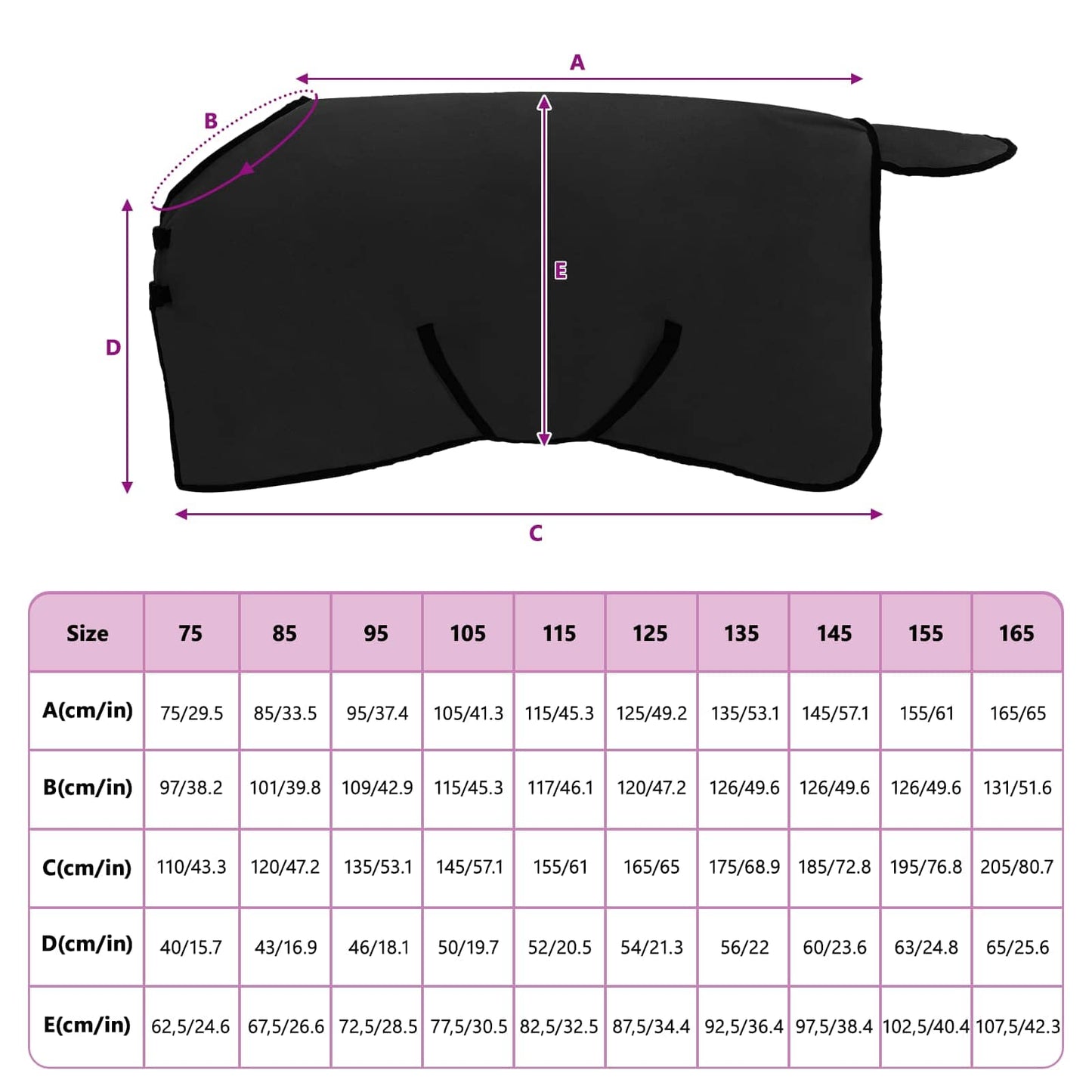 Hestepledd Svart 115 cm Polyester