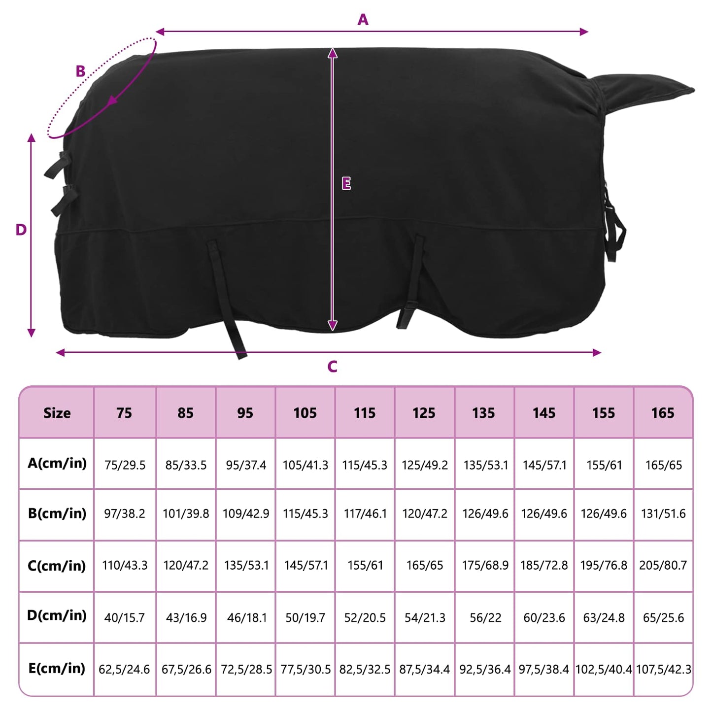 Hestepledd Svart 135 cm Polyester