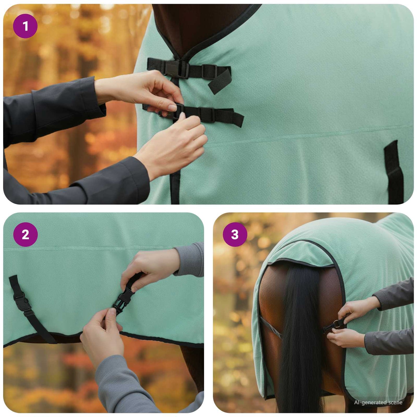 Hestepledd Spesiell grønn Polyester