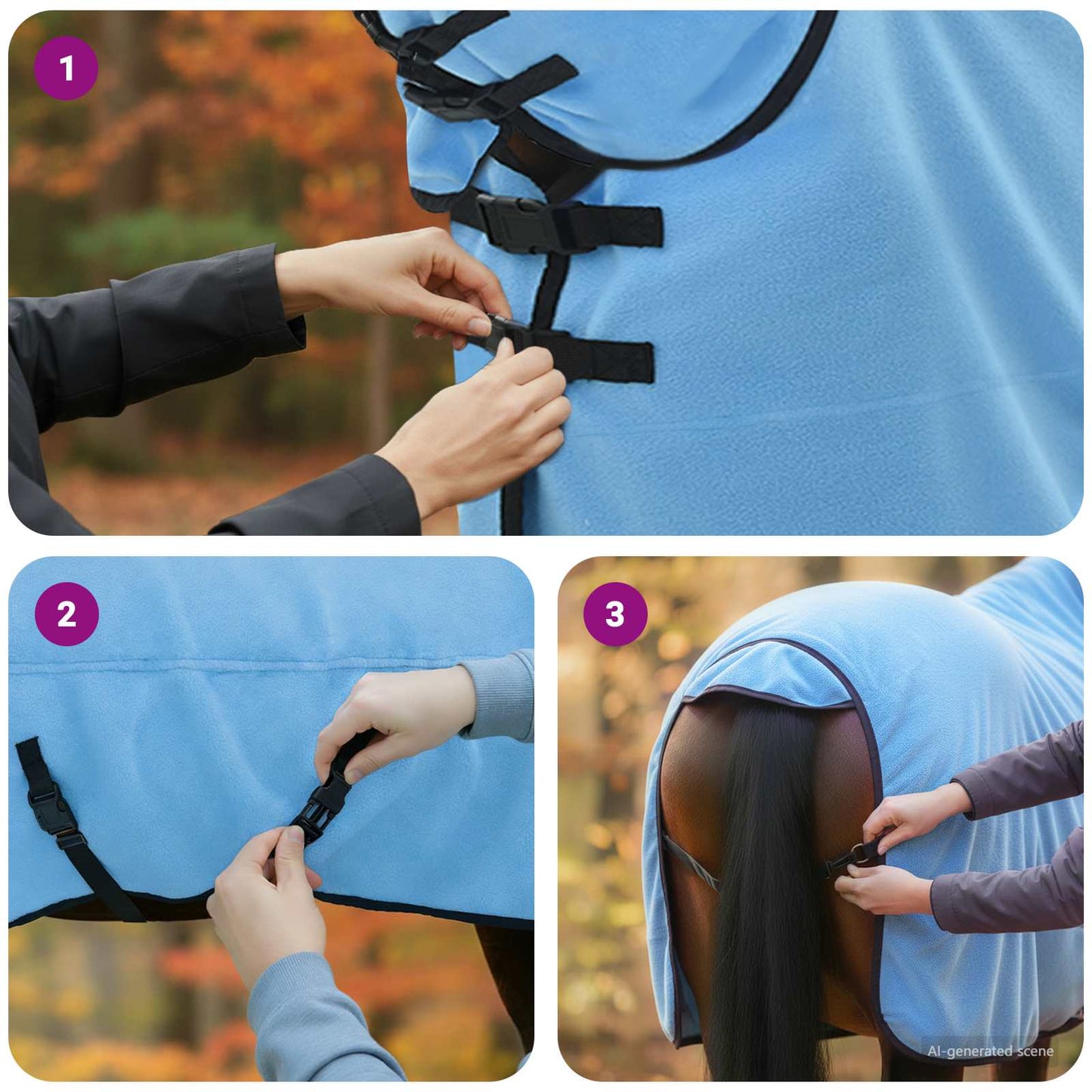 Hestepledd Full aqua 125 cm Polyester