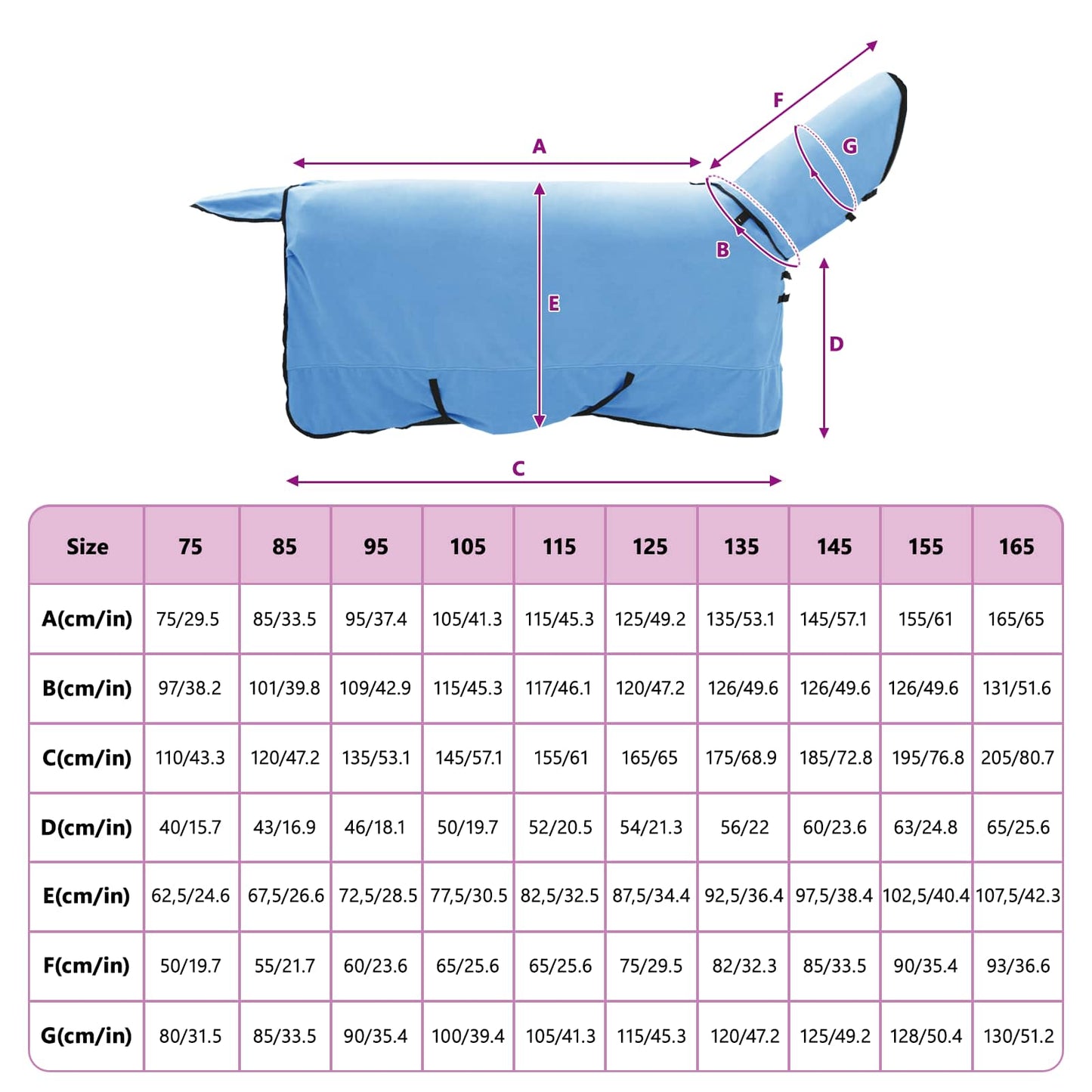 Hestepledd Full aqua 165 cm Polyester