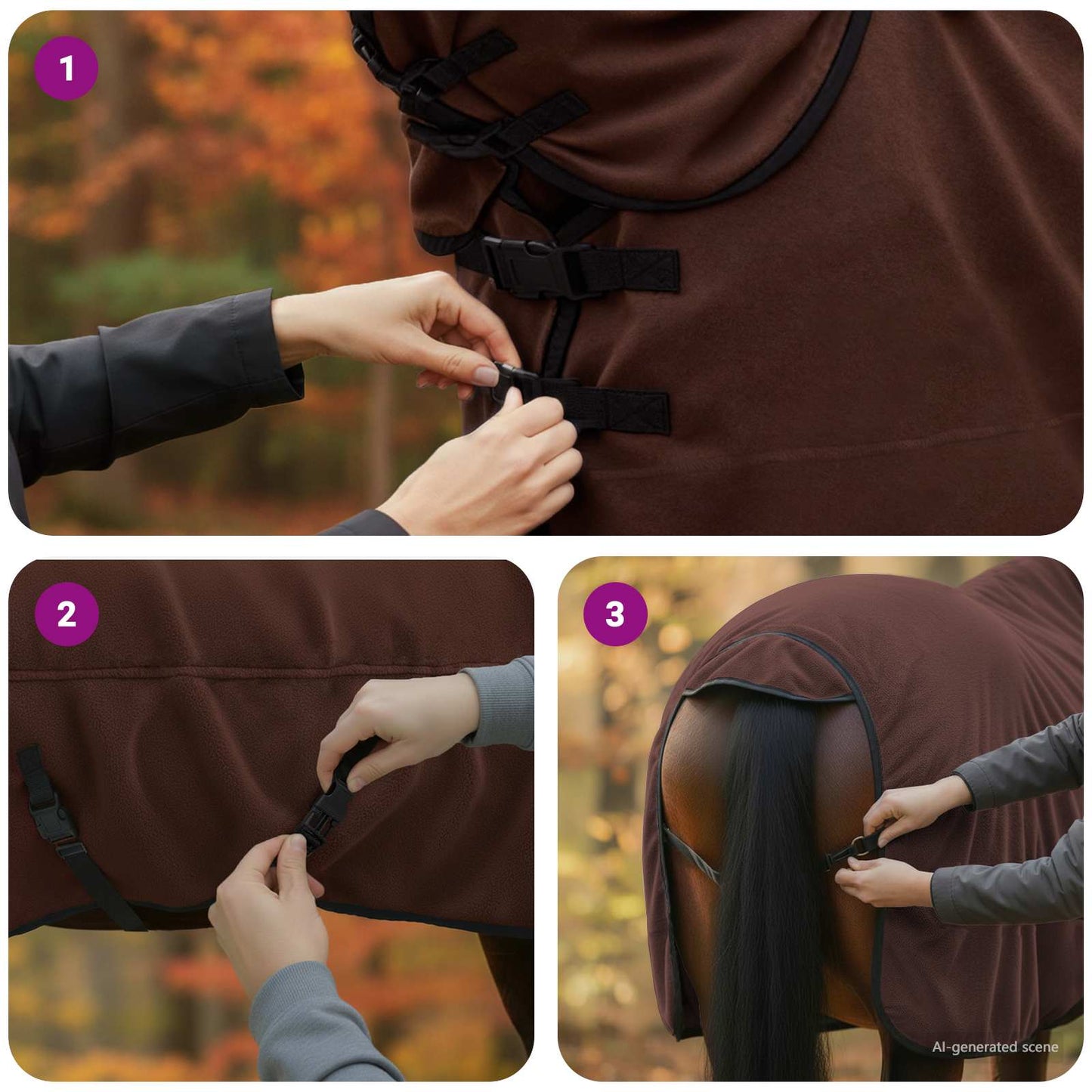 Hestepledd Helt mørk brun 145 cm Polyester
