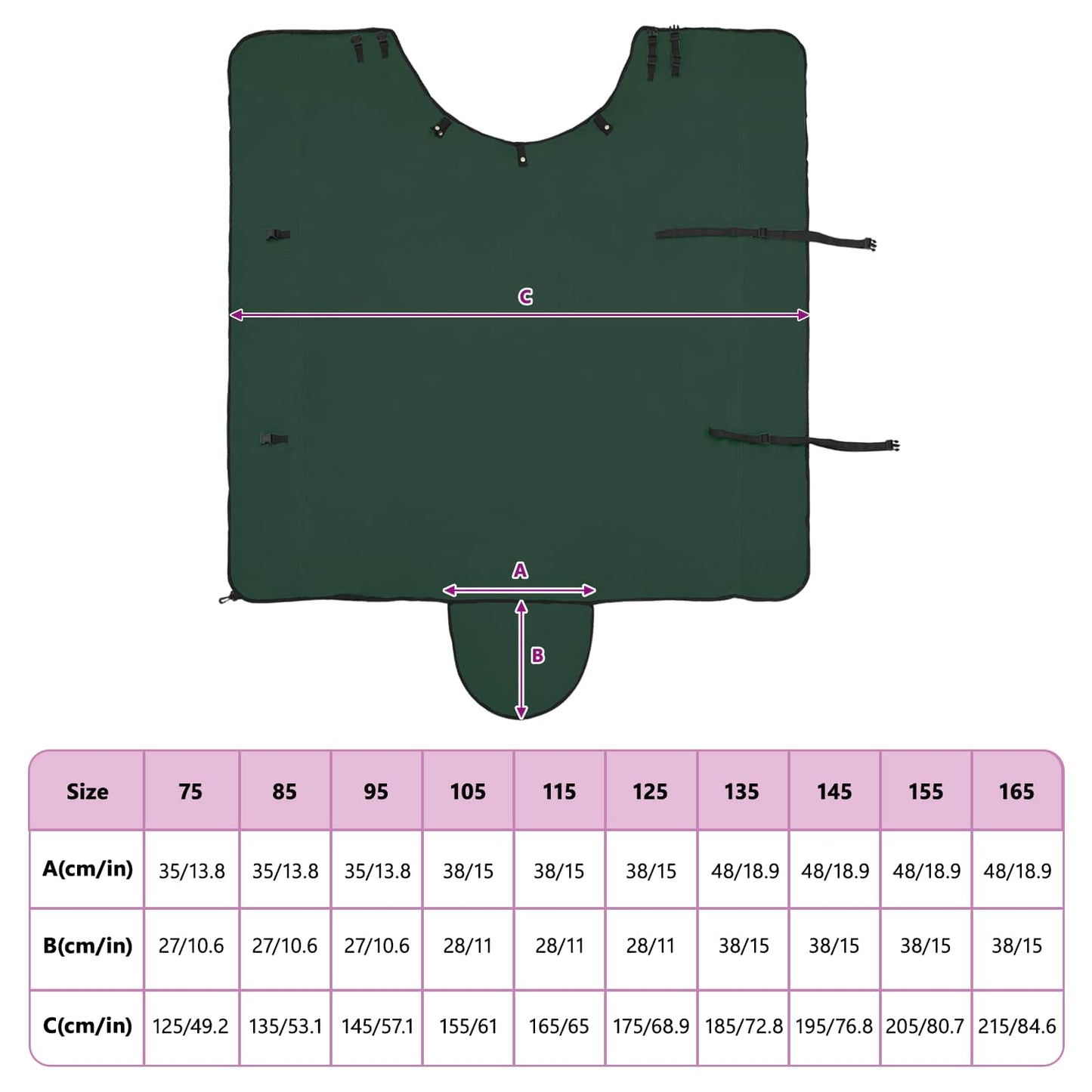 Hestepledd Kraftig mørk grønn Polyester