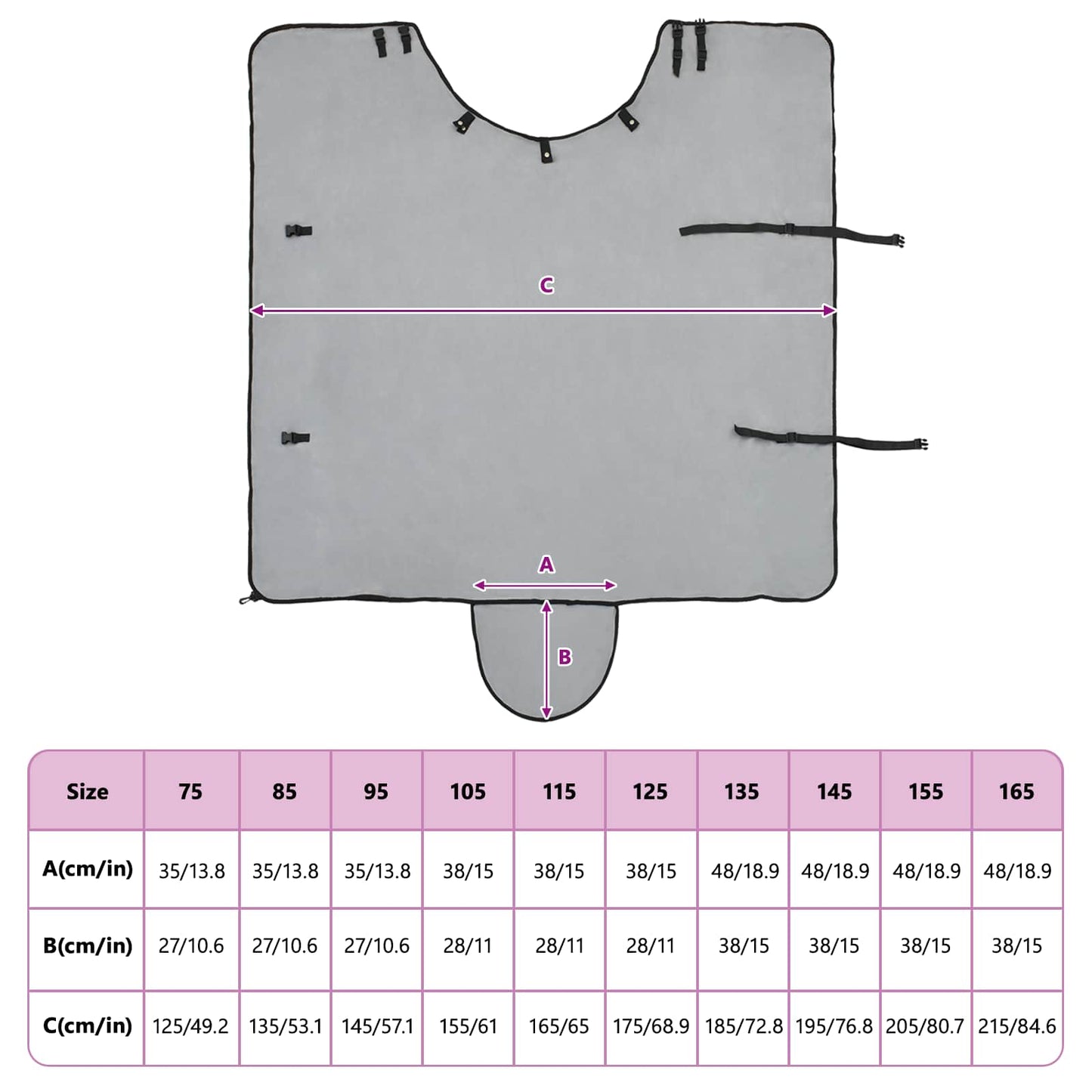 Hestepledd Full lys grå og rosa 95 cm Polyester