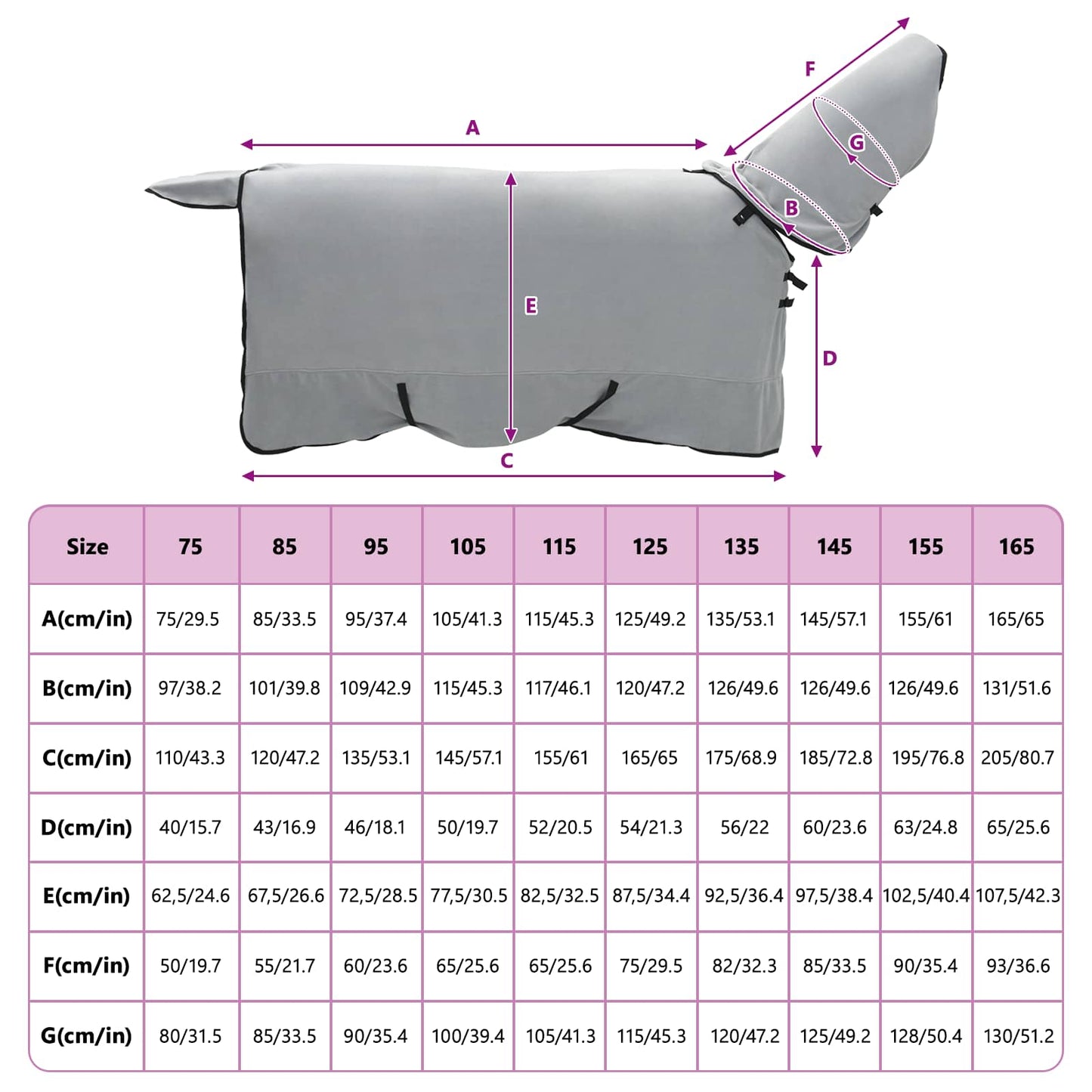 Hestepledd Full lys grå og rosa 135 cm Polyester