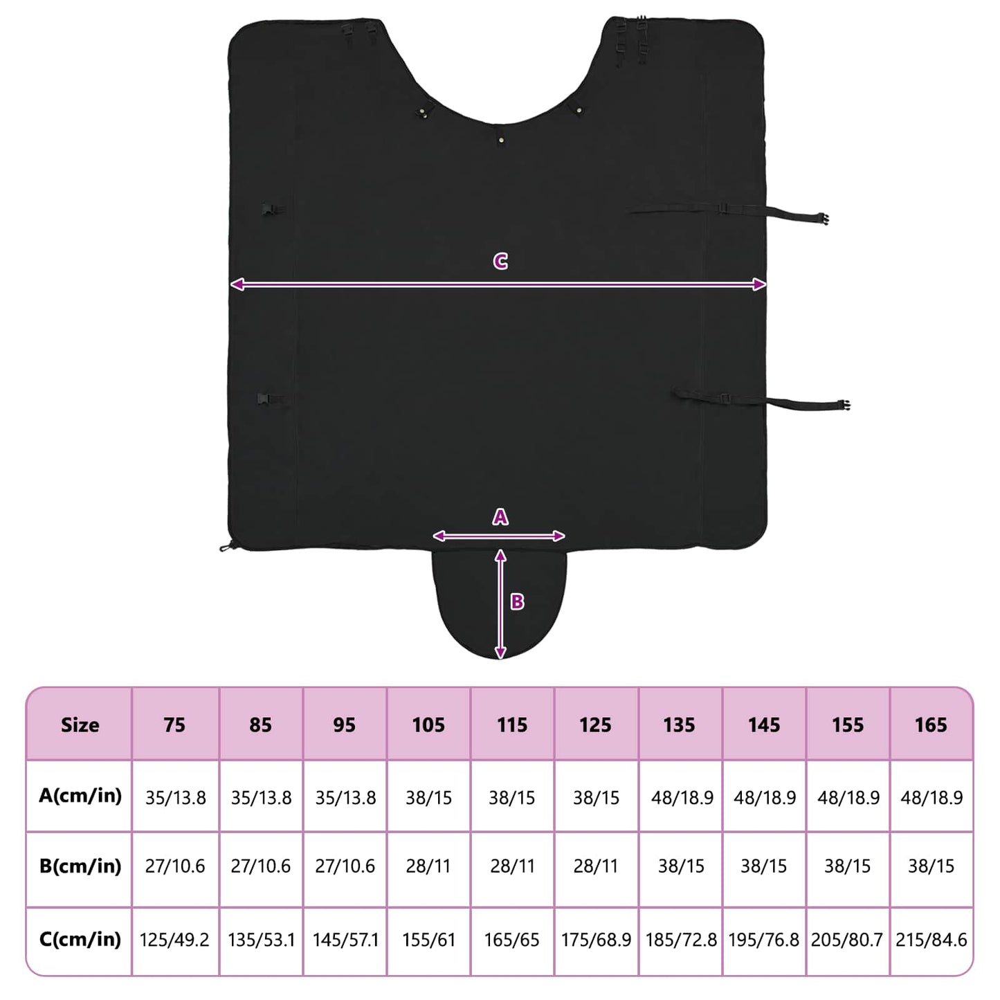 Hestepledd Svart 165 cm Polyester