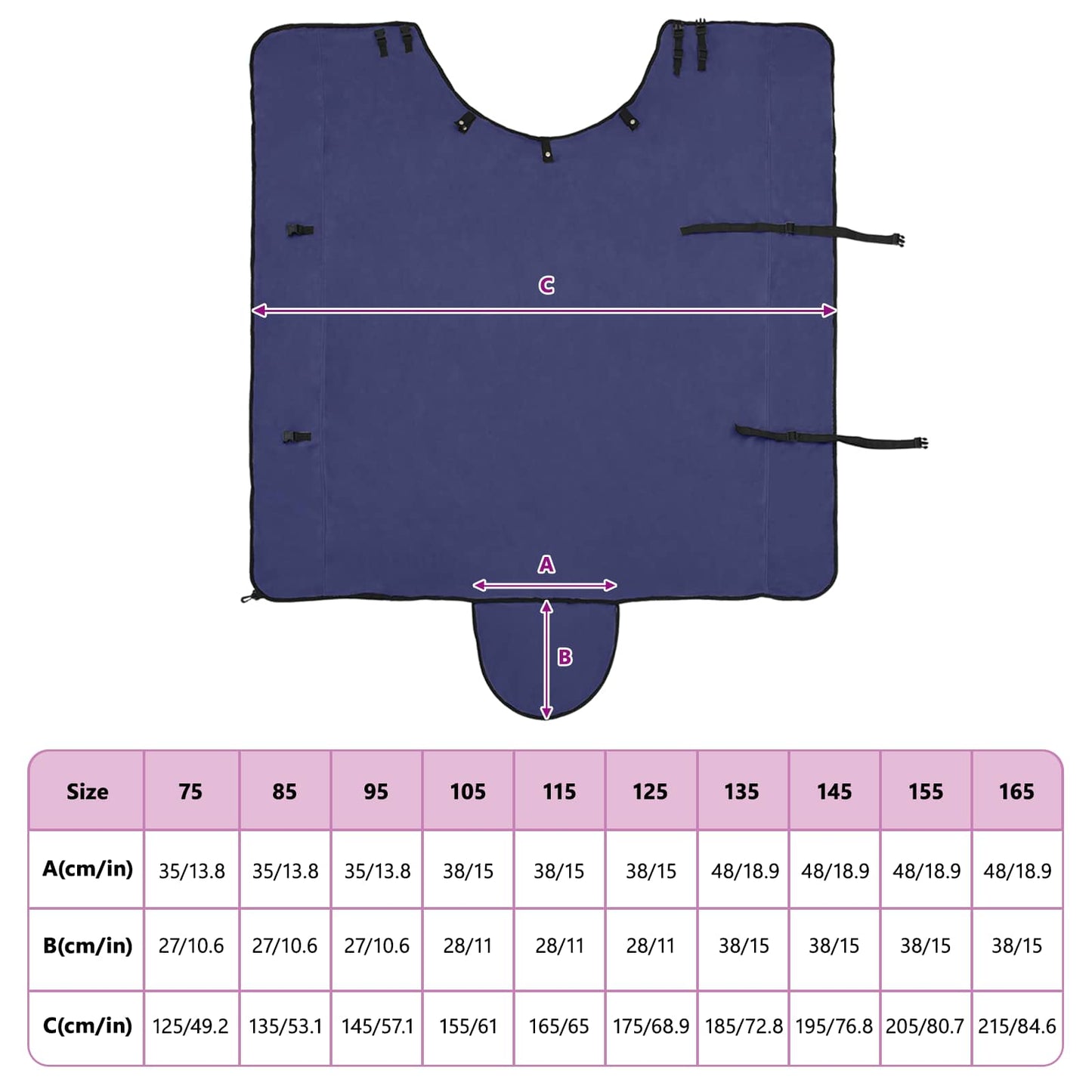 Hestepledd Marineblå 135 cm Polyester