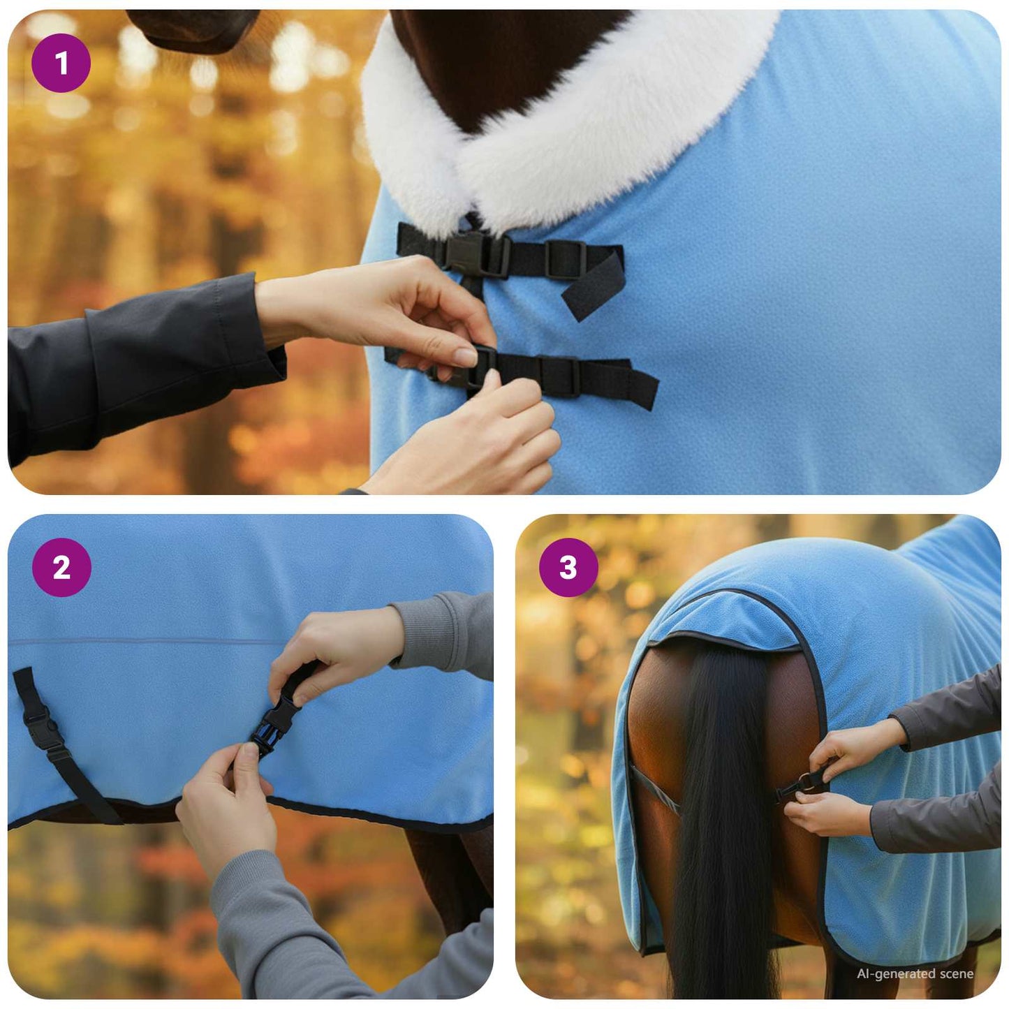 Hestepledd Full aqua 135 cm Polar fleece