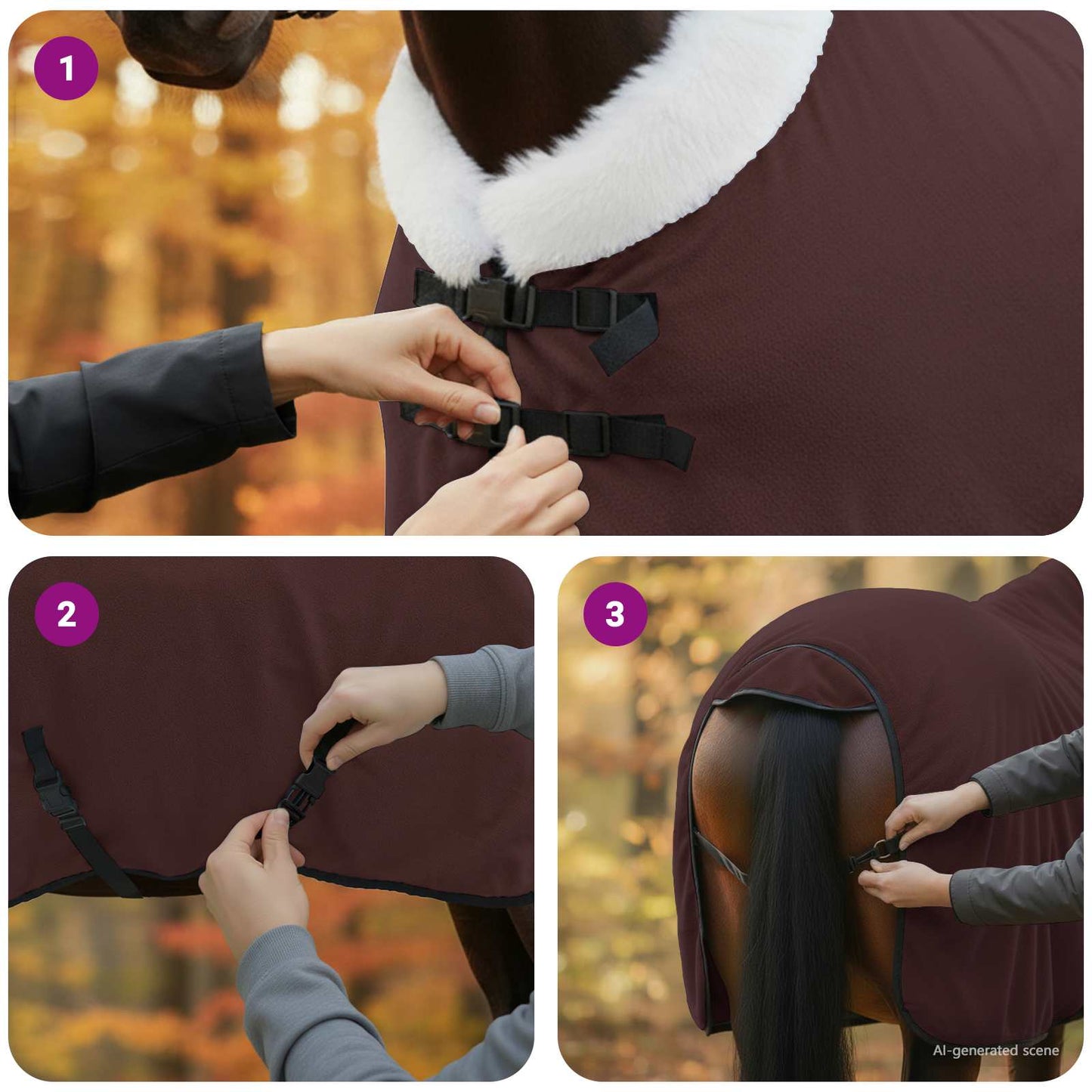 Hestepledd Helt mørk brun 105 cm Polar fleece