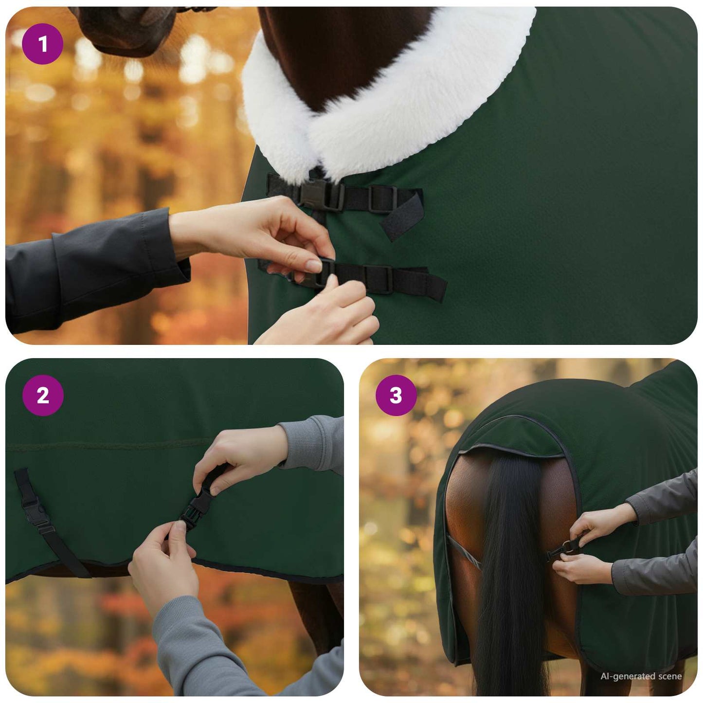 Hestepledd Kraftig mørk grønn 155 cm Polar fleece
