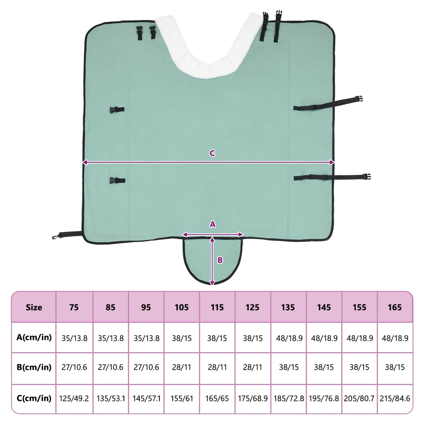 Hestepledd Kraftig mørk grønn 145 cm Polar fleece