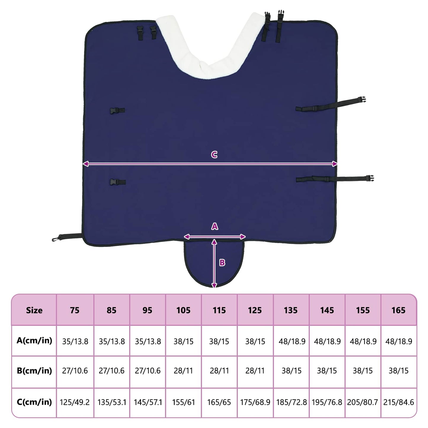 Hestepledd Marineblå 115 cm Polar fleece