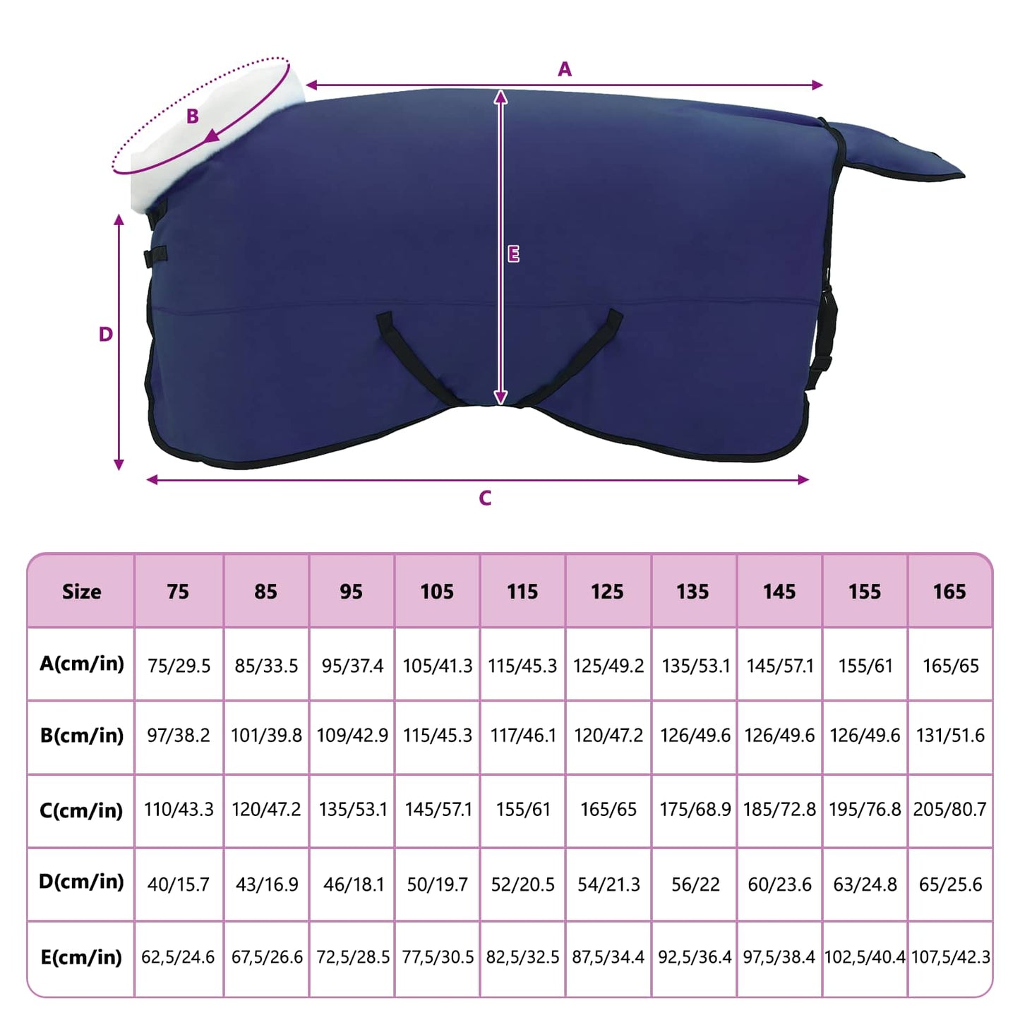 Hestepledd Marineblå 135 cm Polar fleece