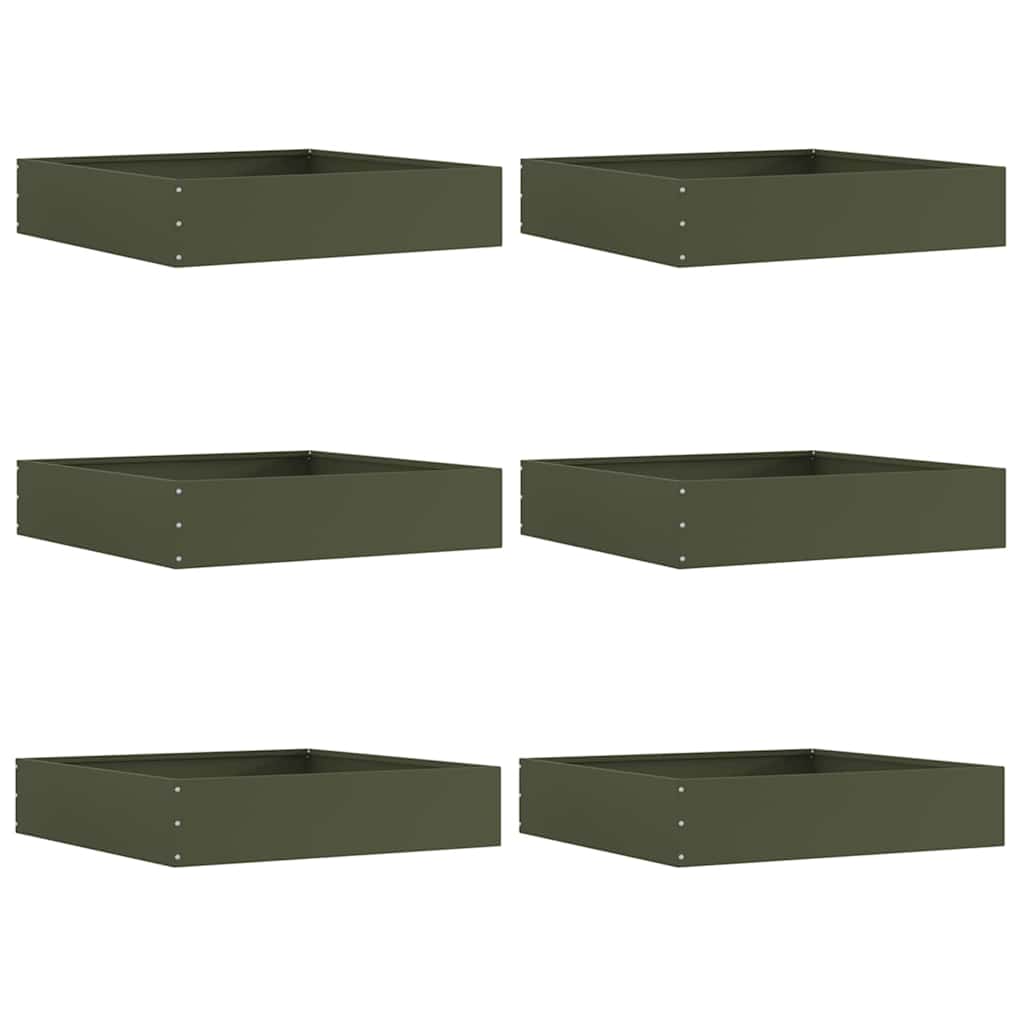 Gjerdekant 6 pcs Olivengrønn 60 x 60 x 13 cm Stål