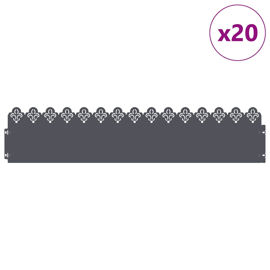 Plenkanter 20 pcs Antrasitt 103 x 0,05 x 22 cm Stål