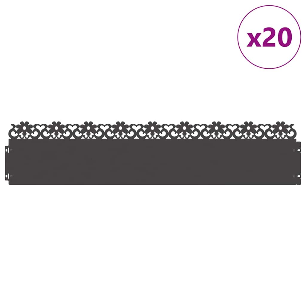Plenkanter 20 pcs Svart 103 x 0,05 x 22 cm Stål