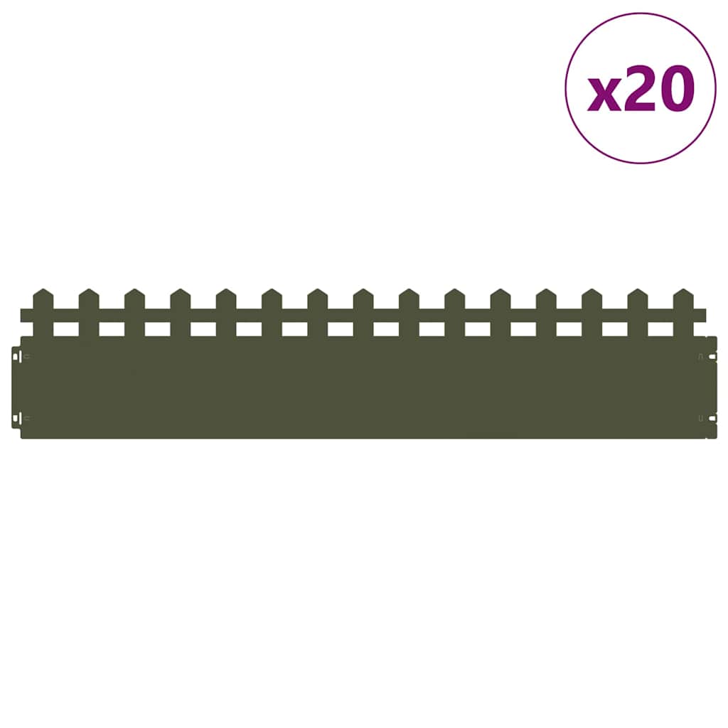 Plenkanter 20 pcs Olivengrønn 103 x 0,05 x 22 cm Stål