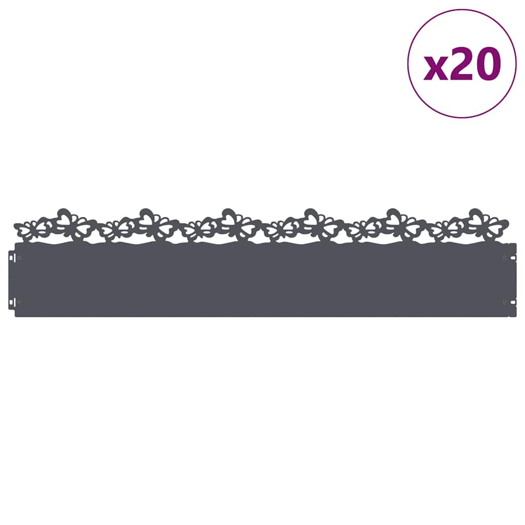 Plenkanter 20 pcs Antrasitt 103 x 0,05 x 22 cm Stål