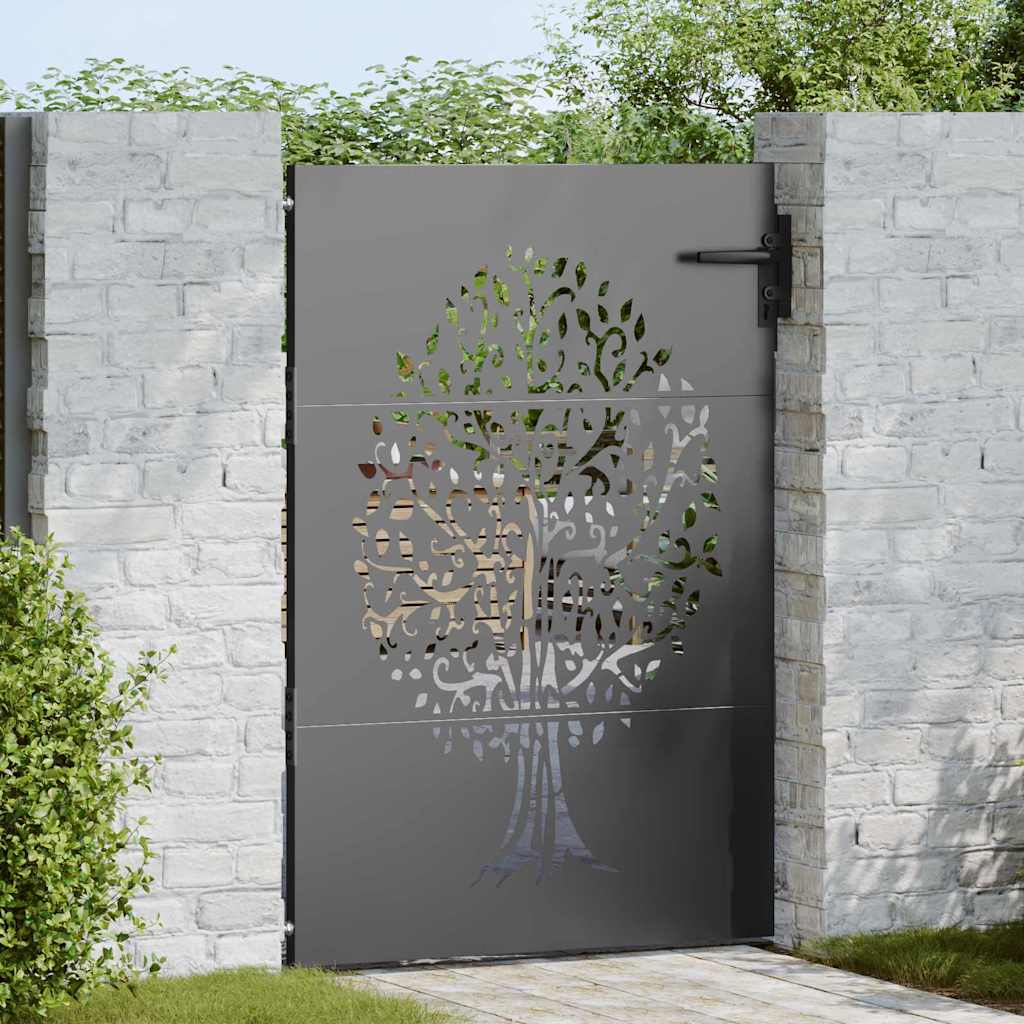 Hageport 85 x 150 cm Pulverlakkert stål Svart Låsbar