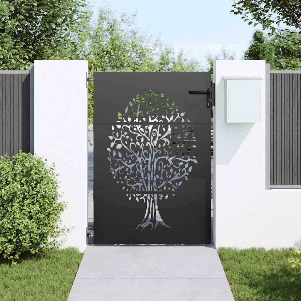 Hageport 85 x 150 cm Pulverlakkert stål Svart Låsbar