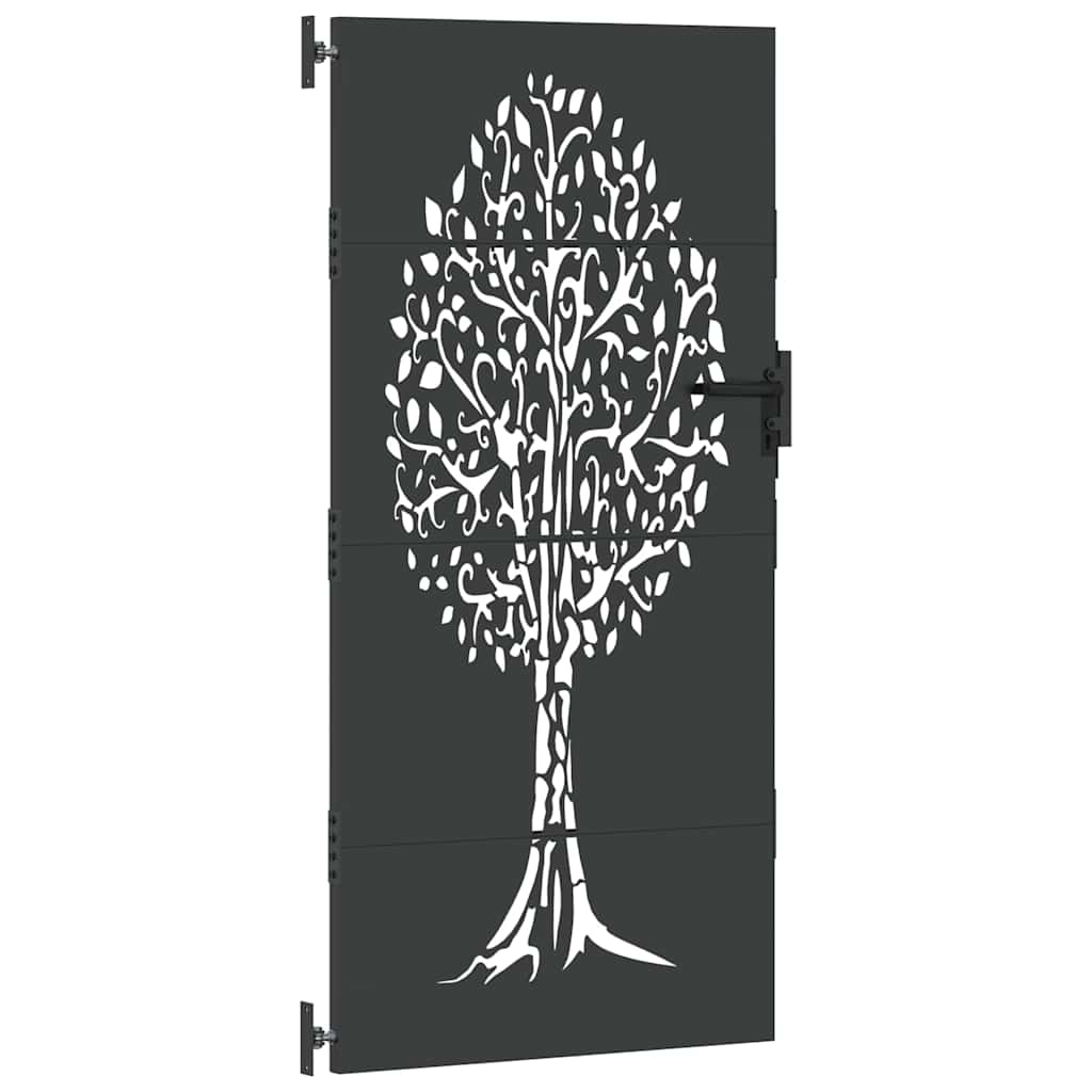 Hageport med lås Svart 85 x 175 cm Pulverlakkert stål