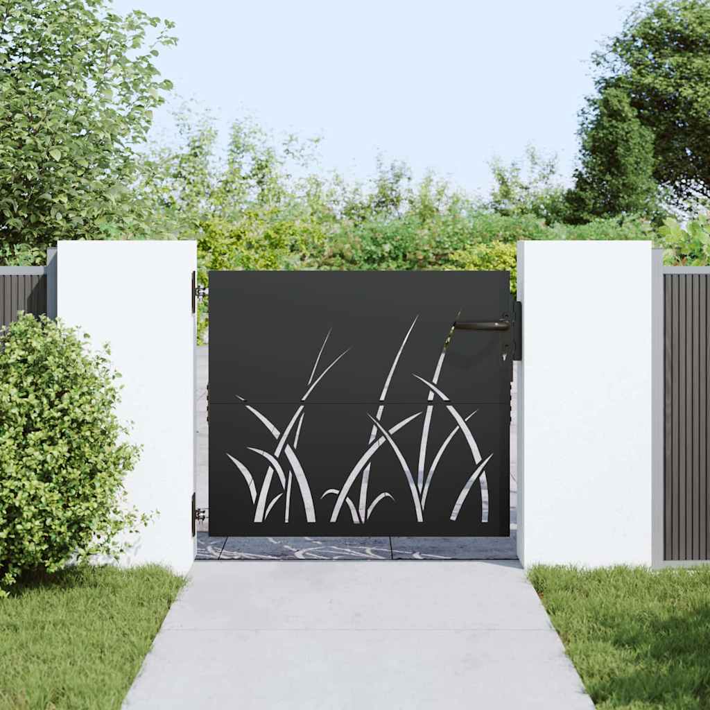 Hageport med lås Svart 85 x 100 cm Pulverlakkert stål