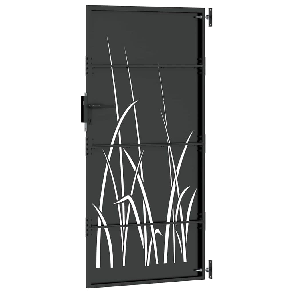 Hageport med lås Svart 85 x 175 cm Pulverlakkert stål