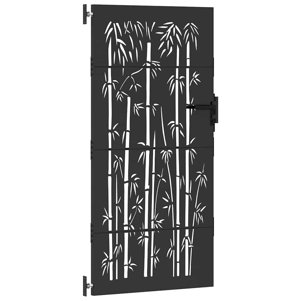 Hageport 85 x 175 cm Pulverlakkert stål Svart Låsbar