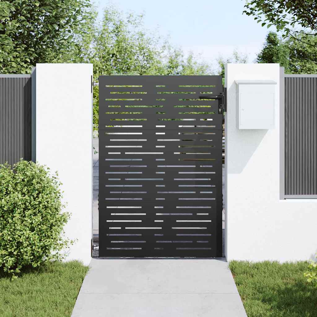 Hageport med lås Svart 85 x 150 cm Pulverlakkert stål