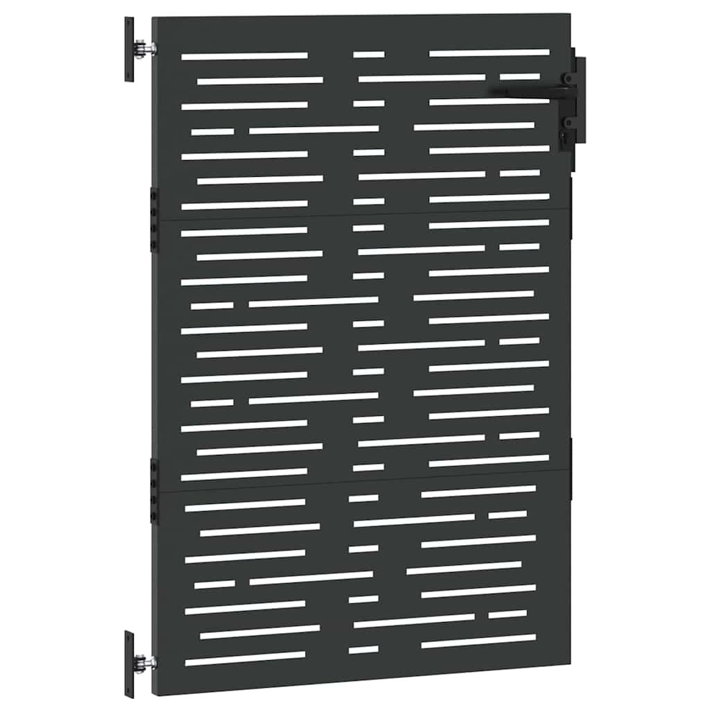 Hageport med lås Svart 85 x 150 cm Pulverlakkert stål