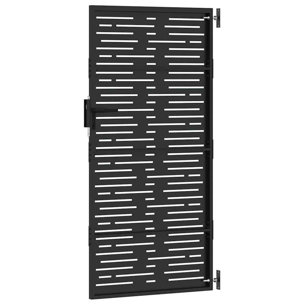 Hageport 85 x 175 cm Pulverlakkert stål Svart Låsbar
