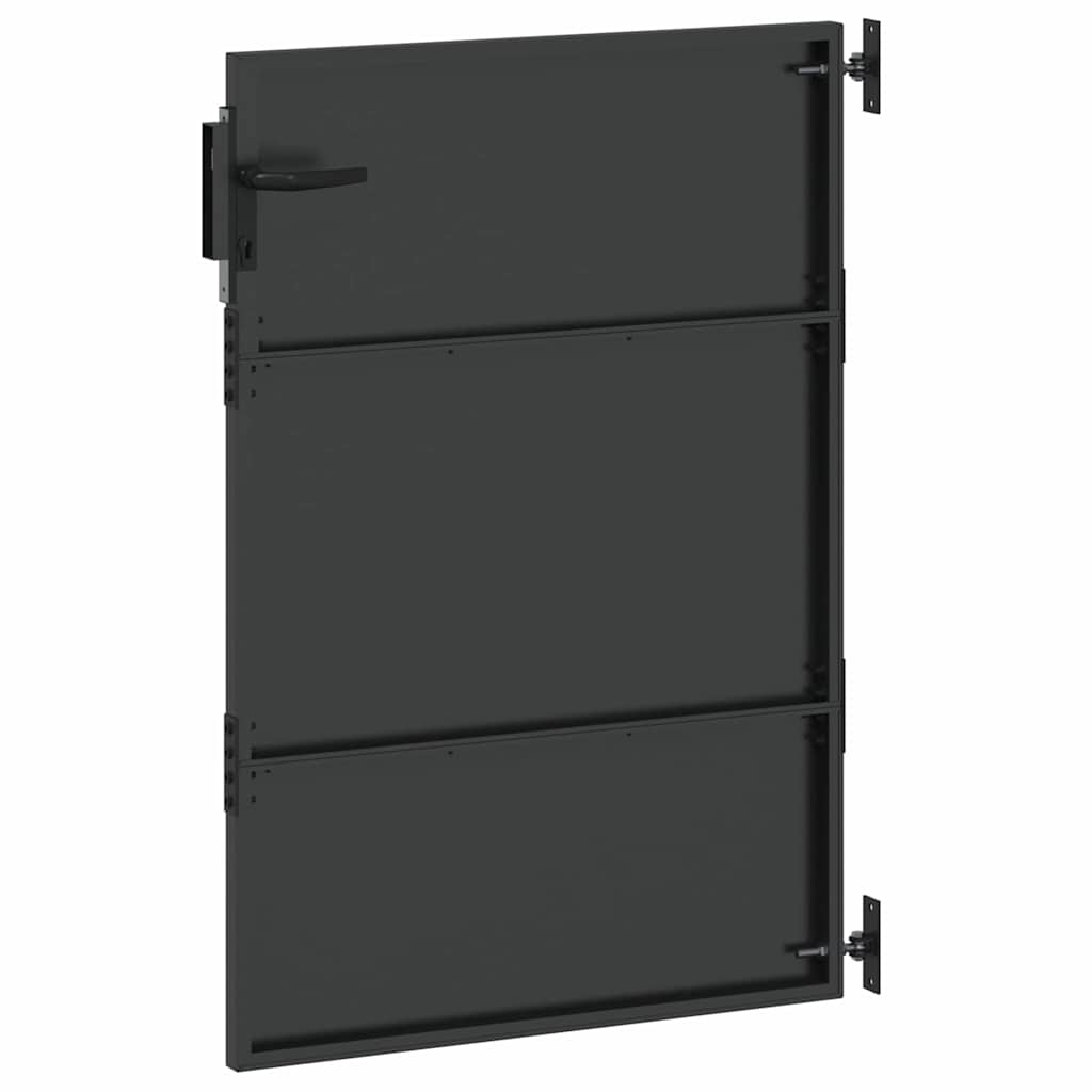 Hageport med lås Svart 85 x 150 cm Pulverlakkert stål