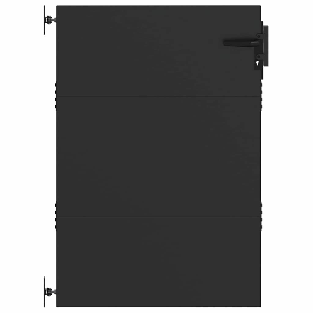 Hageport med lås Svart 85 x 150 cm Pulverlakkert stål