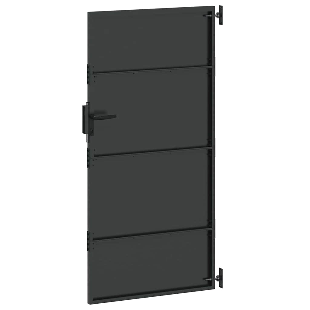 Hageport med lås Svart 85 x 200 cm Pulverlakkert stål