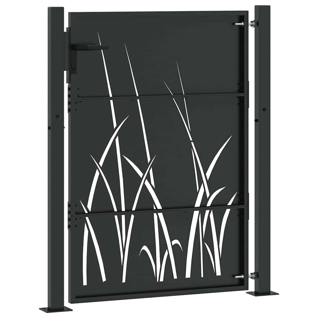 Hageport med lås Svart 110 x 155 cm Pulverlakkert stål