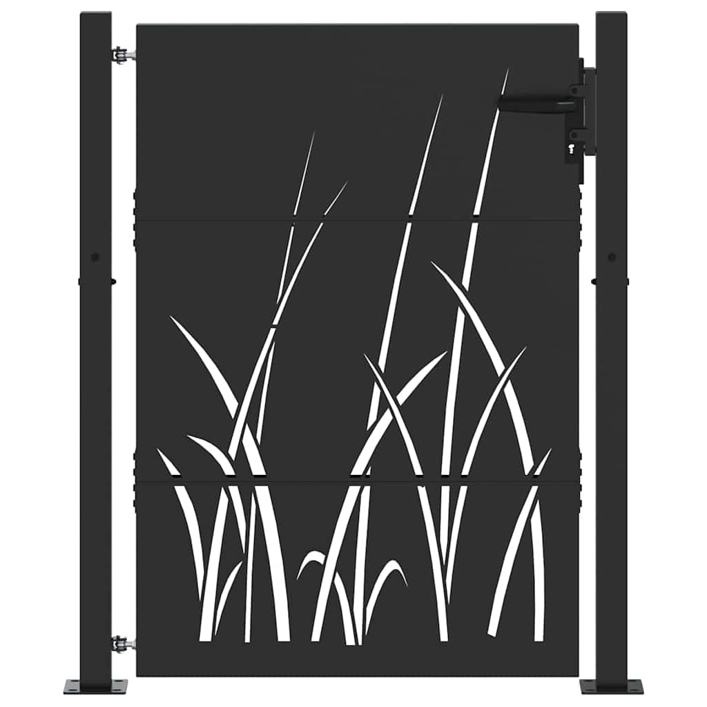 Hageport med lås Svart 110 x 155 cm Pulverlakkert stål