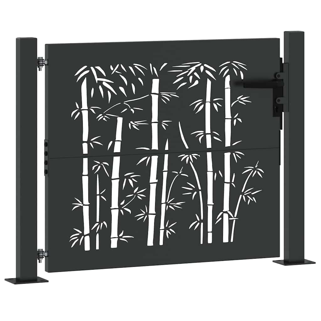 Hageport 110 x 105 cm Pulverlakkert stål Svart Låsbar