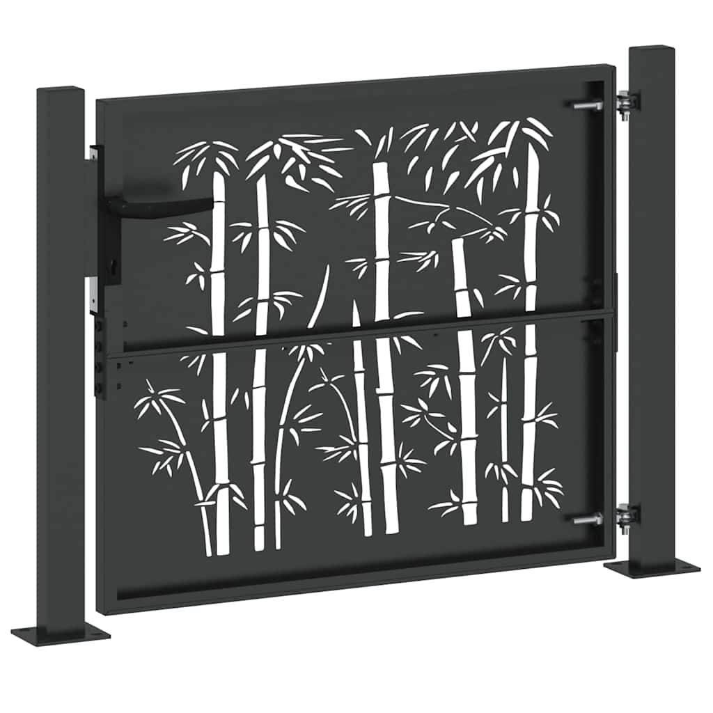 Hageport 110 x 105 cm Pulverlakkert stål Svart Låsbar