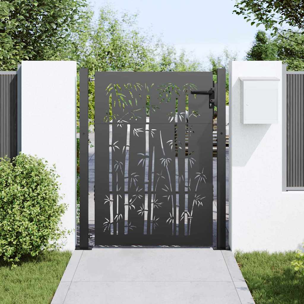 Hageport med lås Svart 110 x 155 cm Pulverlakkert stål