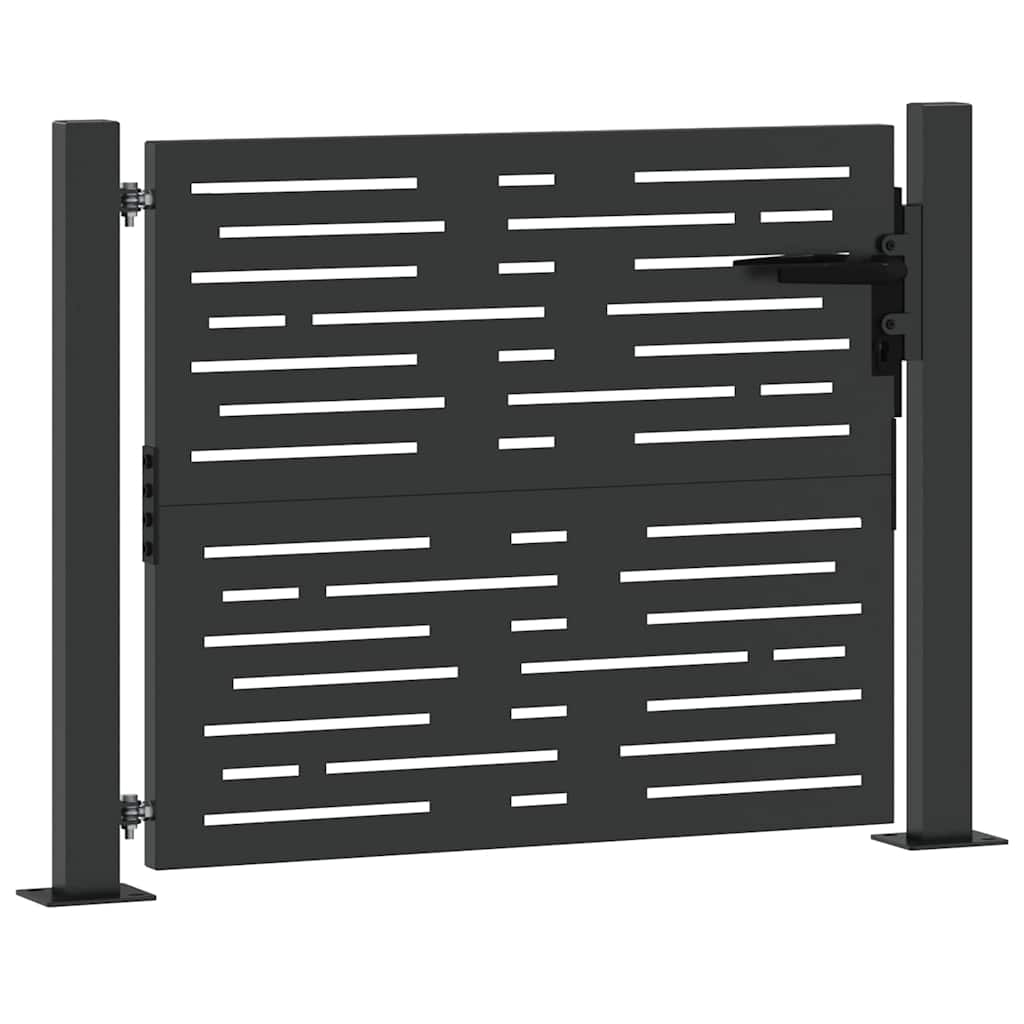 Hageport med lås Svart 110 x 105 cm Pulverlakkert stål
