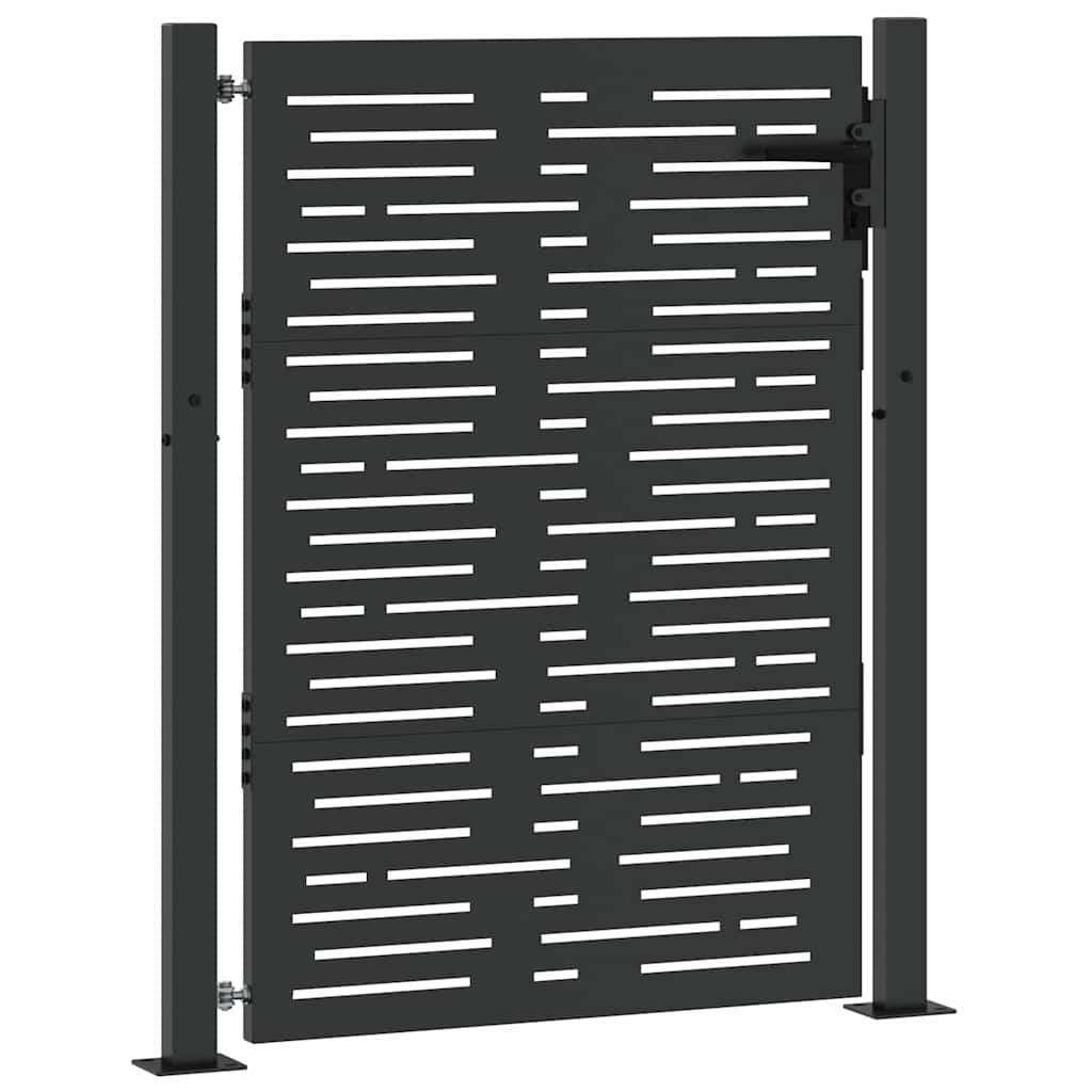 Hageport med lås Svart 110 x 155 cm Pulverlakkert stål