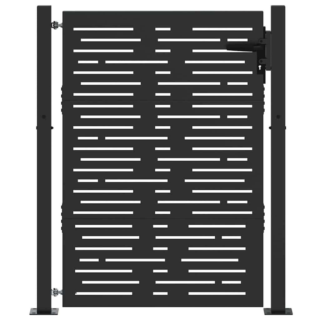 Hageport med lås Svart 110 x 155 cm Pulverlakkert stål