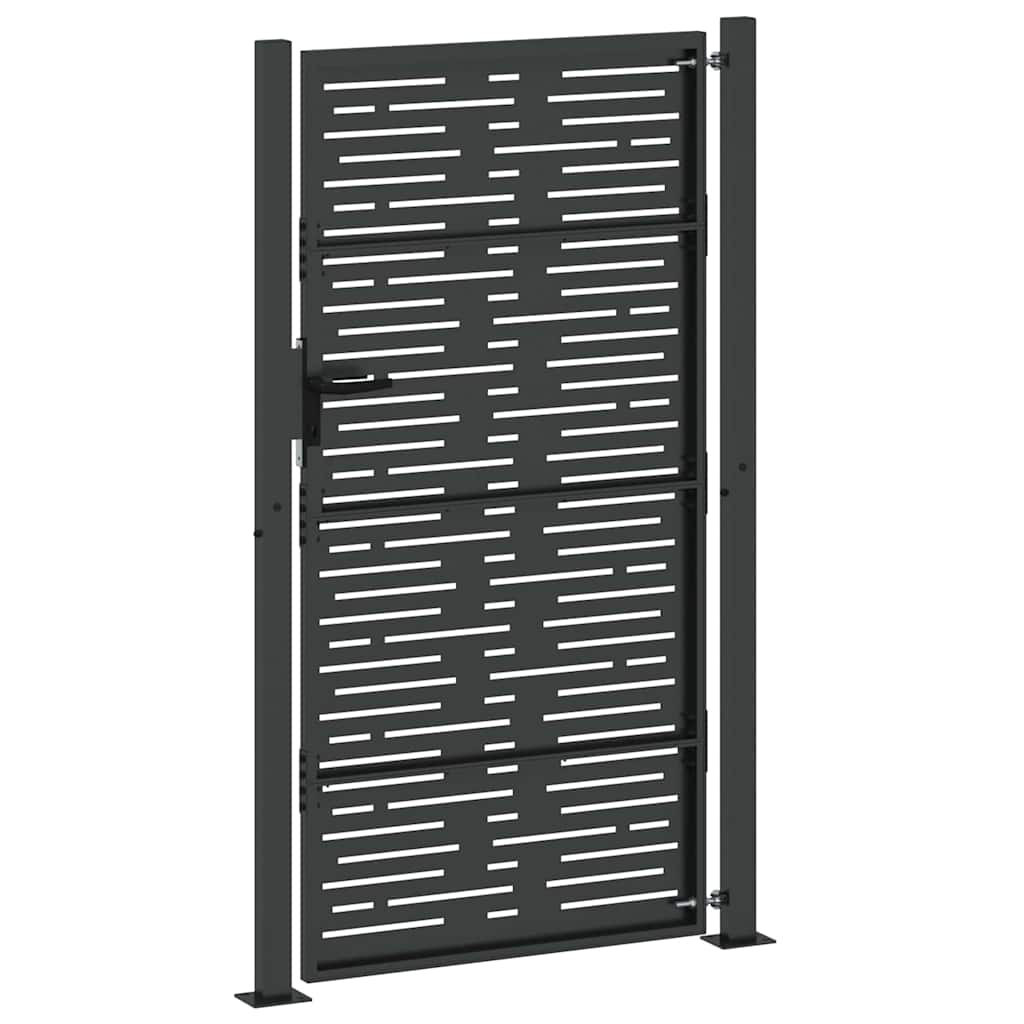 Hageport med lås Svart 110 x 205 cm Pulverlakkert stål