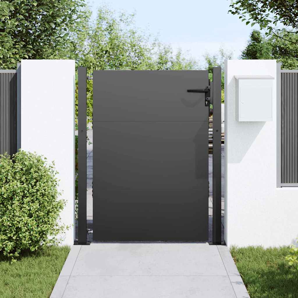 Hageport med lås Svart 105 x 130 cm Pulverlakkert stål