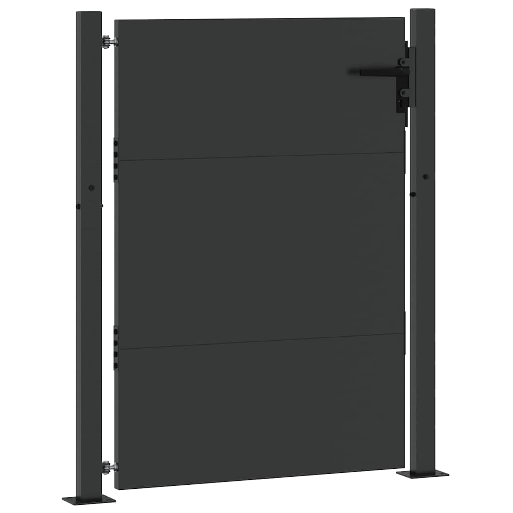Hageport med lås Svart 105 x 130 cm Pulverlakkert stål