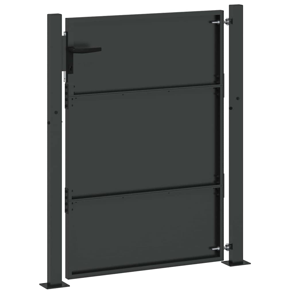 Hageport med lås Svart 105 x 130 cm Pulverlakkert stål