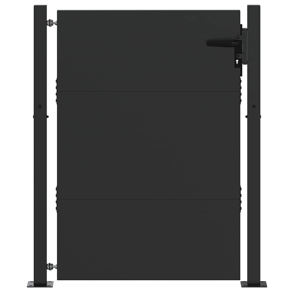 Hageport med lås Svart 105 x 130 cm Pulverlakkert stål