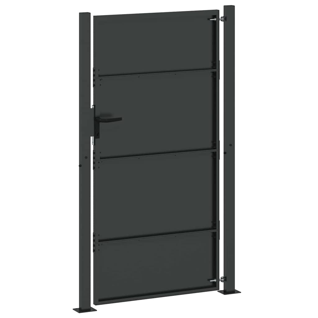 Hageport med lås Svart 105 x 205 cm Pulverlakkert stål